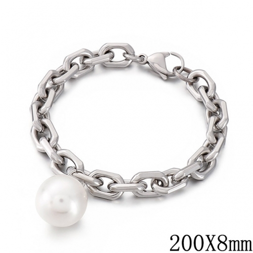 BC Wholesale Jewelry Stainless Steel 316L Jewelry Pearl & Shell Bracelets NO.#SJ53B155287