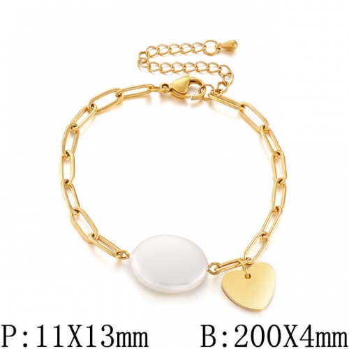 BC Wholesale Jewelry Stainless Steel 316L Jewelry Pearl & Shell Bracelets NO.#SJ53B145373