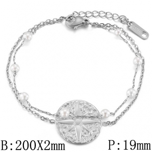BC Wholesale Jewelry Stainless Steel 316L Jewelry Pearl & Shell Bracelets NO.#SJ53B149625