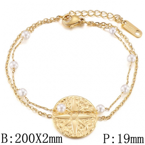 BC Wholesale Jewelry Stainless Steel 316L Jewelry Pearl & Shell Bracelets NO.#SJ53B149626
