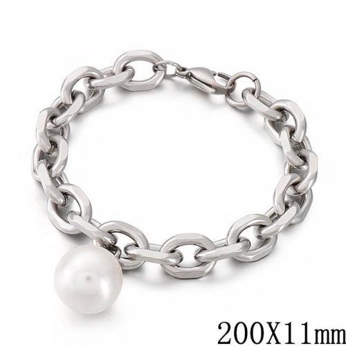 BC Wholesale Jewelry Stainless Steel 316L Jewelry Pearl & Shell Bracelets NO.#SJ53B155286