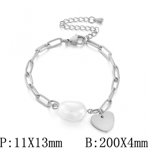 BC Wholesale Jewelry Stainless Steel 316L Jewelry Pearl & Shell Bracelets NO.#SJ53B145376