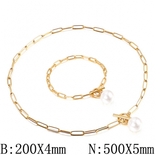 BC Wholesale Jewelry Set Stainless Steel 316L Necklace Bracelet Jewelry Set NO.#SJ53S136628