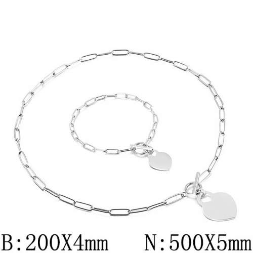 BC Wholesale Jewelry Set Stainless Steel 316L Necklace Bracelet Jewelry Set NO.#SJ53S136632