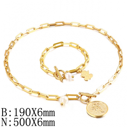 BC Wholesale Jewelry Set Stainless Steel 316L Necklace Bracelet Jewelry Set NO.#SJ53S135410