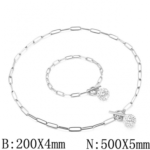 BC Wholesale Jewelry Set Stainless Steel 316L Necklace Bracelet Jewelry Set NO.#SJ53S136626