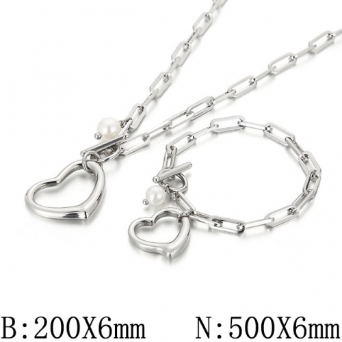 BC Wholesale Jewelry Set Stainless Steel 316L Necklace Bracelet Jewelry Set NO.#SJ53S135408