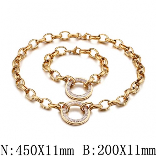 BC Wholesale Jewelry Set Stainless Steel 316L Necklace Bracelet Jewelry Set NO.#SJ53S87426