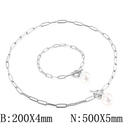 BC Wholesale Jewelry Set Stainless Steel 316L Necklace Bracelet Jewelry Set NO.#SJ53S136629