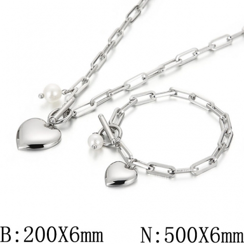 BC Wholesale Jewelry Set Stainless Steel 316L Necklace Bracelet Jewelry Set NO.#SJ53S135415