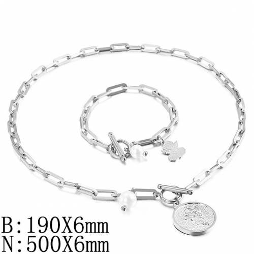 BC Wholesale Jewelry Set Stainless Steel 316L Necklace Bracelet Jewelry Set NO.#SJ53S135409