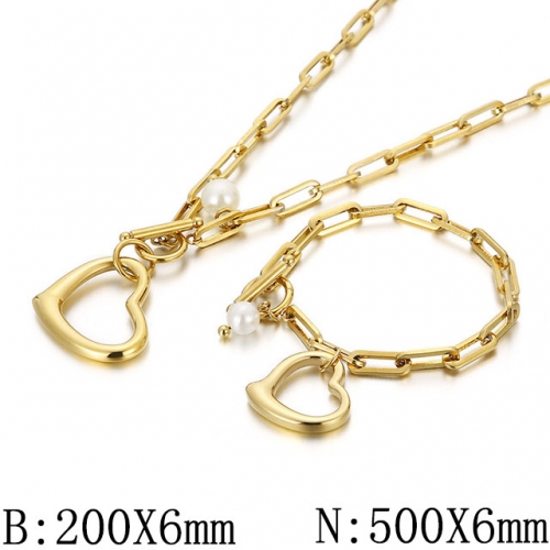 BC Wholesale Jewelry Set Stainless Steel 316L Necklace Bracelet Jewelry Set NO.#SJ53S135407