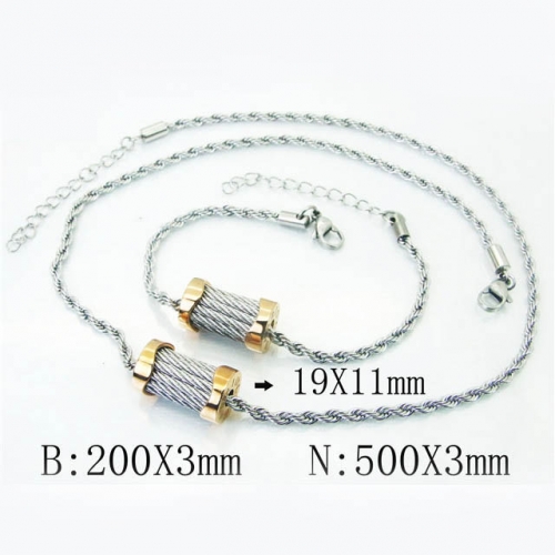 BC Wholesale Jewelry Set Stainless Steel 316L Necklace Bracelet Jewelry Set NO.#BC51S0002KSS