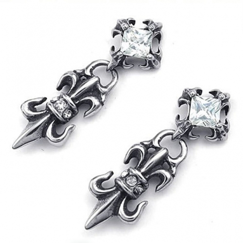 BC Wholesale Big CZ Stud Stainless Steel 316L Earrings NO.#SJ55EWB0385