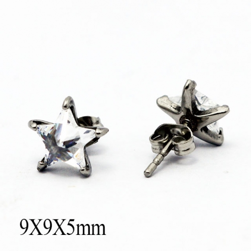 BC Wholesale Big CZ Stud Stainless Steel 316L Earrings NO.#SJ55EWB0128