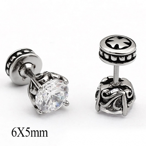 BC Wholesale Big CZ Stud Stainless Steel 316L Earrings NO.#SJ55EWB0416