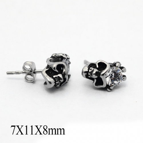 BC Wholesale Big CZ Stud Stainless Steel 316L Earrings NO.#SJ55EWB0224