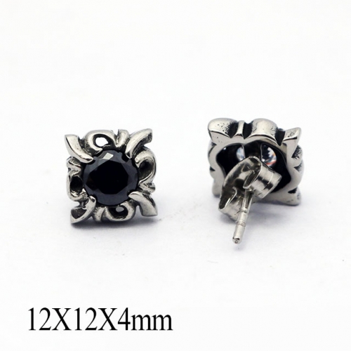 BC Wholesale Big CZ Stud Stainless Steel 316L Earrings NO.#SJ55EBA0074