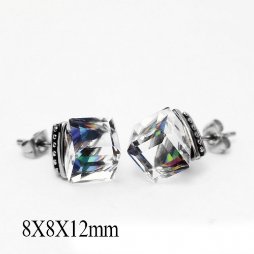 BC Wholesale Big CZ Stud Stainless Steel 316L Earrings NO.#SJ55EBC0658