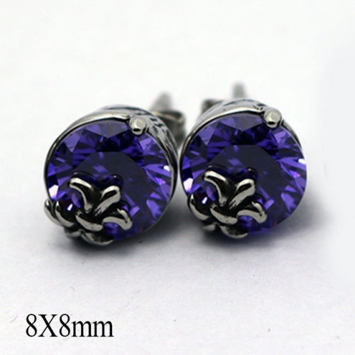 BC Wholesale Big CZ Stud Stainless Steel 316L Earrings NO.#SJ55EPB0254