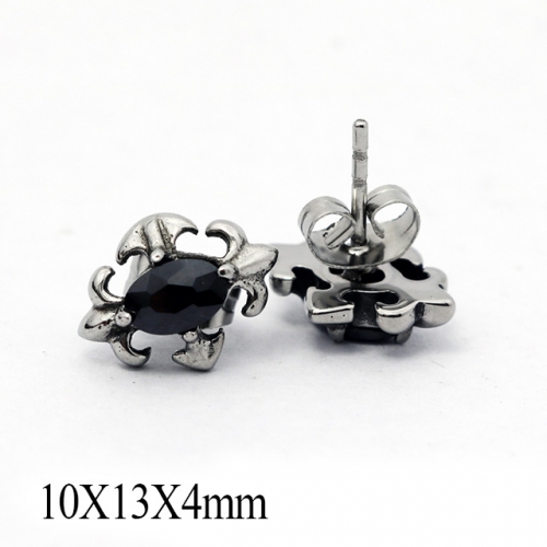 BC Wholesale Big CZ Stud Stainless Steel 316L Earrings NO.#SJ55EBA0084