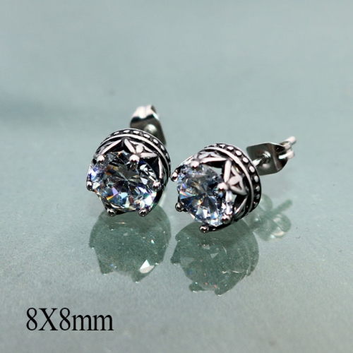 BC Wholesale Big CZ Stud Stainless Steel 316L Earrings NO.#SJ55EWB0212