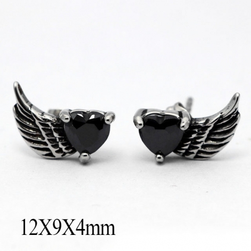 BC Wholesale Big CZ Stud Stainless Steel 316L Earrings NO.#SJ55EBA0289