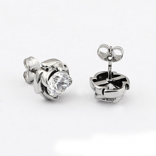 BC Wholesale Big CZ Stud Stainless Steel 316L Earrings NO.#SJ55E0094