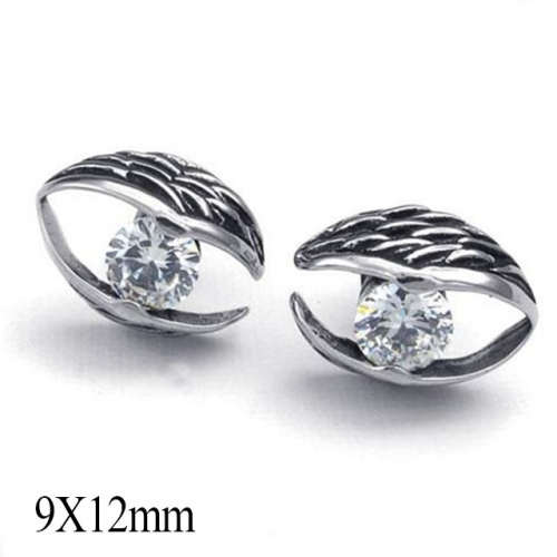 BC Wholesale Big CZ Stud Stainless Steel 316L Earrings NO.#SJ55EWB0100