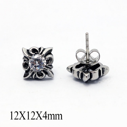 BC Wholesale Big CZ Stud Stainless Steel 316L Earrings NO.#SJ55EWB0074