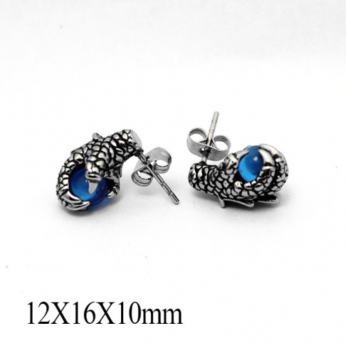 BC Wholesale Big CZ Stud Stainless Steel 316L Earrings NO.#SJ55EBB0450