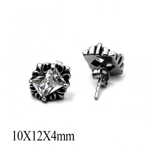 BC Wholesale Big CZ Stud Stainless Steel 316L Earrings NO.#SJ55EWB0325