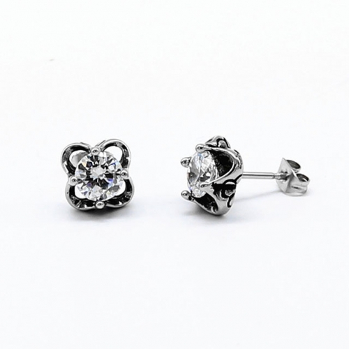 BC Wholesale Big CZ Stud Stainless Steel 316L Earrings NO.#SJ55EWB0281