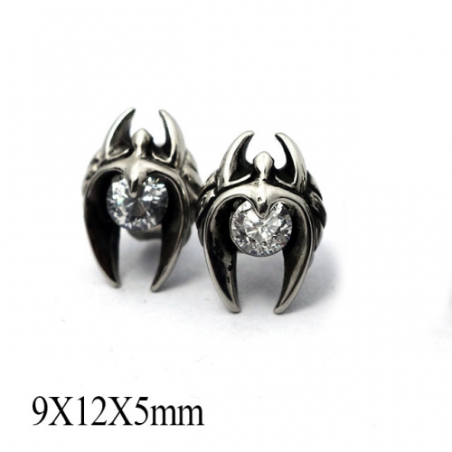 BC Wholesale Big CZ Stud Stainless Steel 316L Earrings NO.#SJ55EWB0097