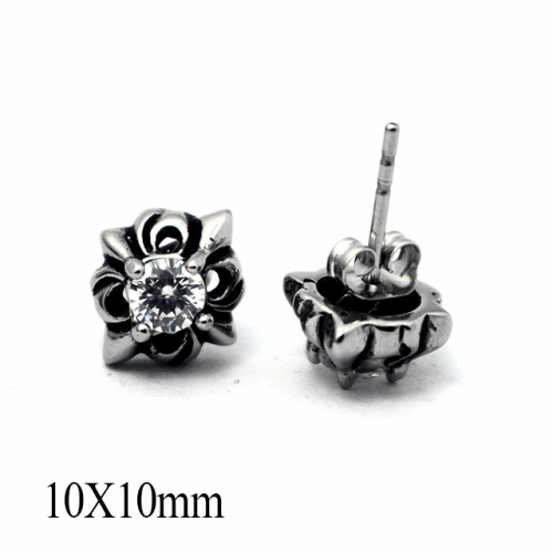 BC Wholesale Big CZ Stud Stainless Steel 316L Earrings NO.#SJ55EWB0226