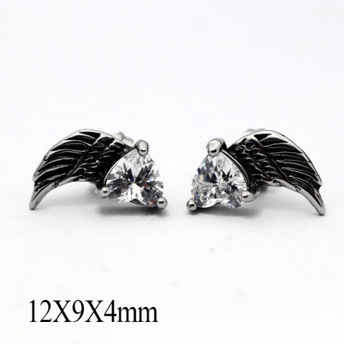 BC Wholesale Big CZ Stud Stainless Steel 316L Earrings NO.#SJ55EWB0289