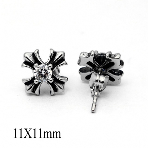 BC Wholesale Big CZ Stud Stainless Steel 316L Earrings NO.#SJ55EWB0268