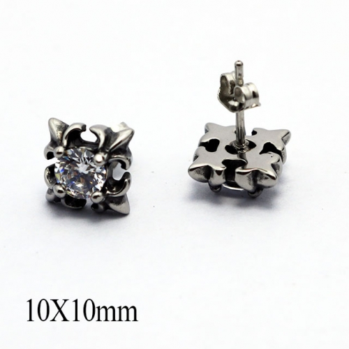 BC Wholesale Big CZ Stud Stainless Steel 316L Earrings NO.#SJ55EWB0107