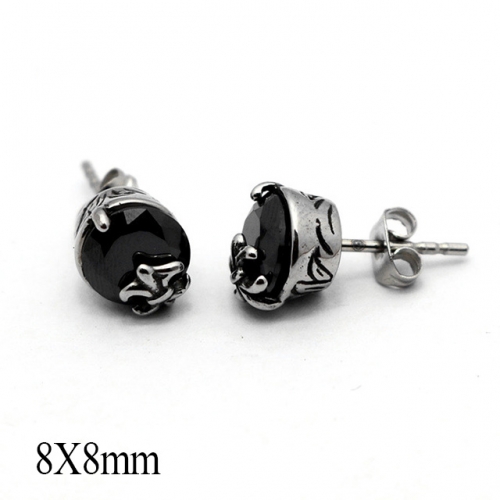 BC Wholesale Big CZ Stud Stainless Steel 316L Earrings NO.#SJ55EBC0254