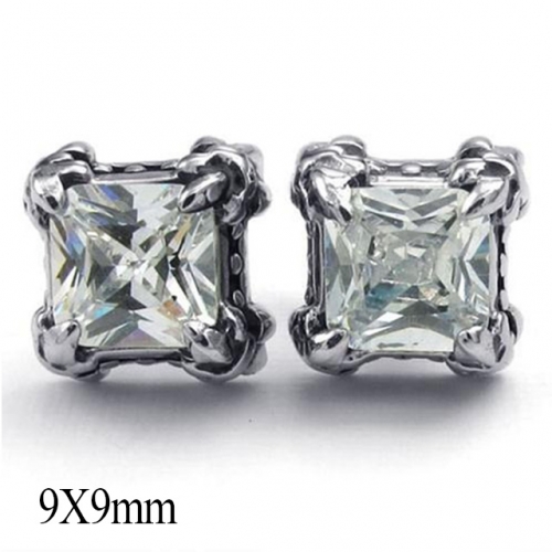 BC Wholesale Big CZ Stud Stainless Steel 316L Earrings NO.#SJ55EWB0627