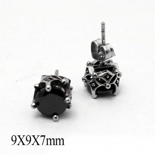 BC Wholesale Big CZ Stud Stainless Steel 316L Earrings NO.#SJ55EBA0052