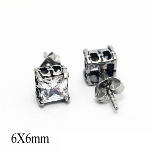 BC Wholesale Big CZ Stud Stainless Steel 316L Earrings NO.#SJ55EWB0444