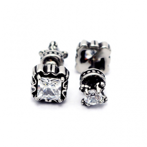 BC Wholesale Big CZ Stud Stainless Steel 316L Earrings NO.#SJ55EWB0415