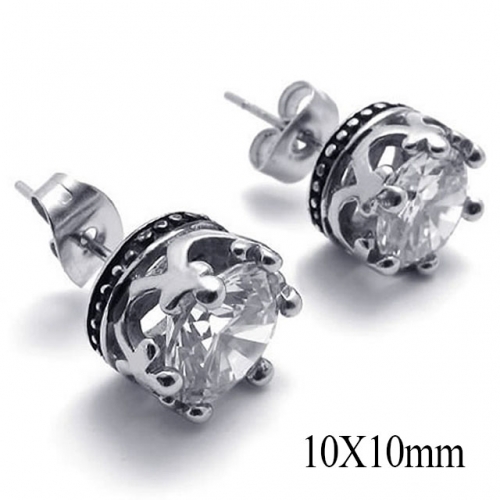 BC Wholesale Big CZ Stud Stainless Steel 316L Earrings NO.#SJ55EWB0231