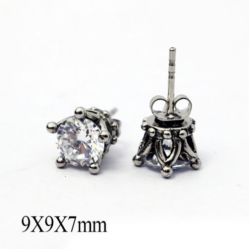 BC Wholesale Big CZ Stud Stainless Steel 316L Earrings NO.#SJ55EWB0054