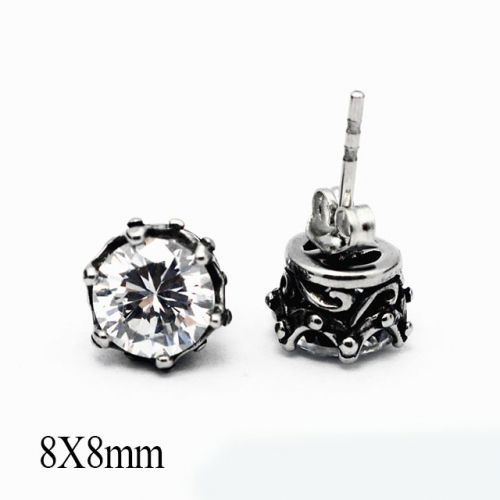 BC Wholesale Big CZ Stud Stainless Steel 316L Earrings NO.#SJ55EWB0071