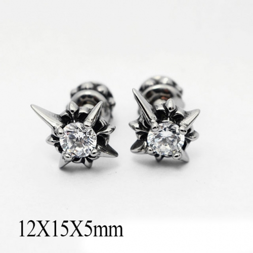 BC Wholesale Big CZ Stud Stainless Steel 316L Earrings NO.#SJ55EWB0106