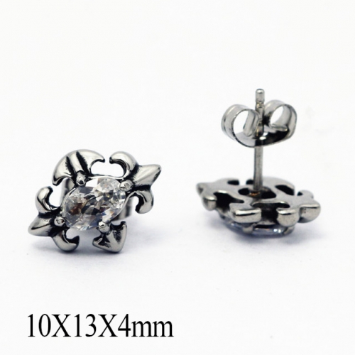 BC Wholesale Big CZ Stud Stainless Steel 316L Earrings NO.#SJ55EWB0084