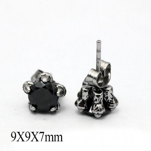 BC Wholesale Big CZ Stud Stainless Steel 316L Earrings NO.#SJ55EBA0243