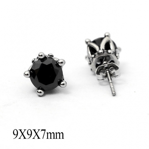 BC Wholesale Big CZ Stud Stainless Steel 316L Earrings NO.#SJ55EBA0054